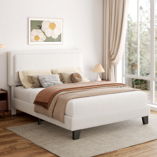 Upholstered Adjustable Headboard Queen Size Bed