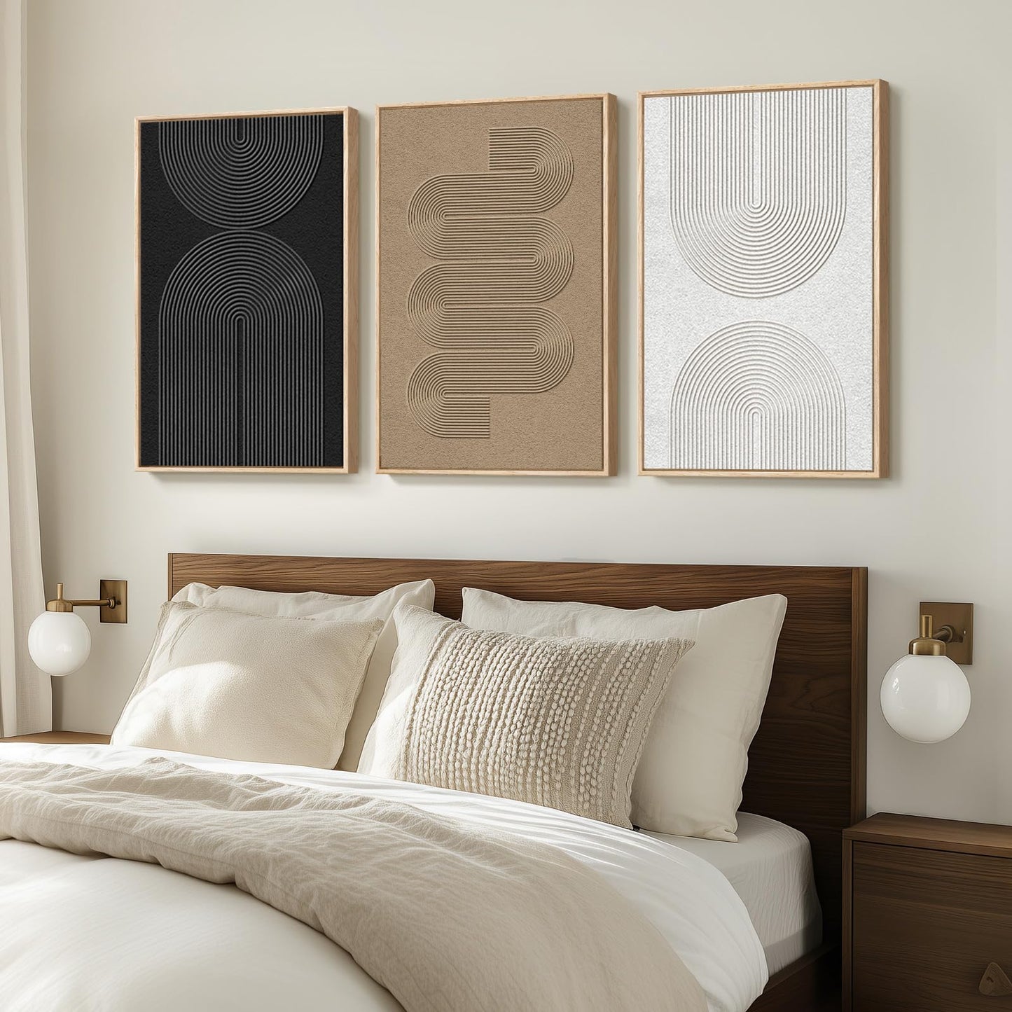 Framed Abstract Print on Canvas Wall Art, Set of 3