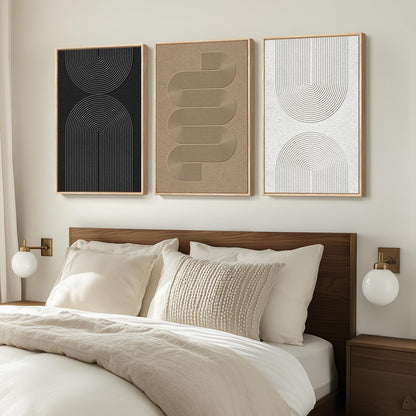 Framed Abstract Print on Canvas Wall Art, Set of 3
