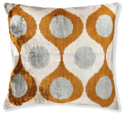 CANVELLO Amber & Gray Circle Velvet Pillow 20x20 – Handcrafted Luxury