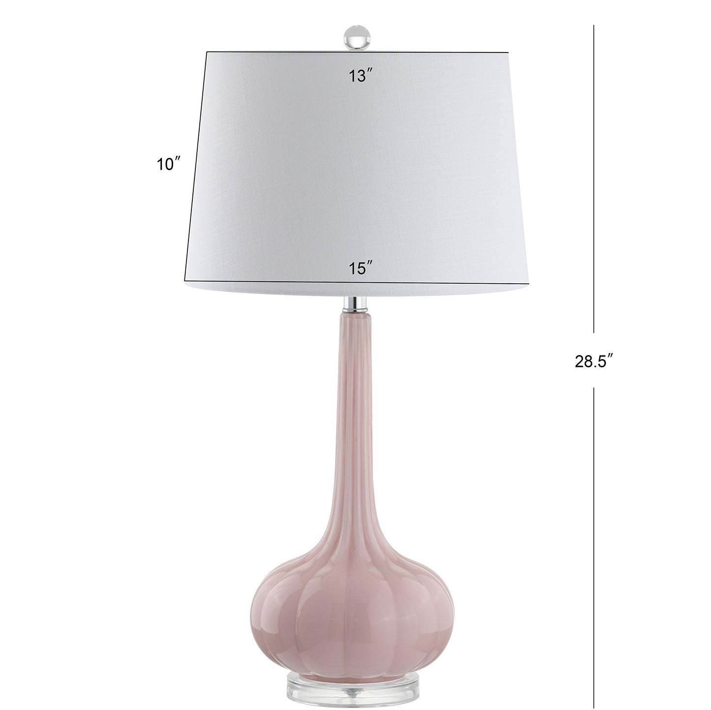 JONATHAN Y 28.5" Pink Glass Teardrop LED Table Lamp Set of 2 for Living Room Bedroom Nightstand, White Linen Shade Modern Transitional Bedside Desk Lamp JYL1079A-SET2