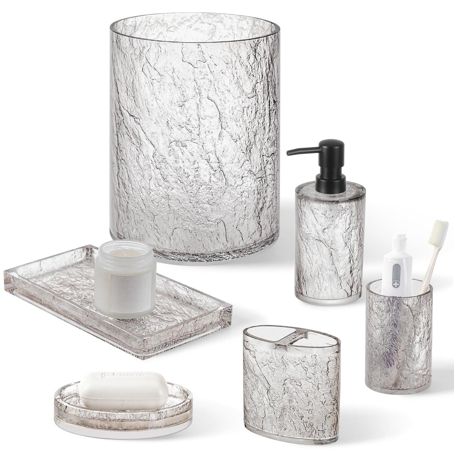 6 Piece Resin Bath Accessory Set