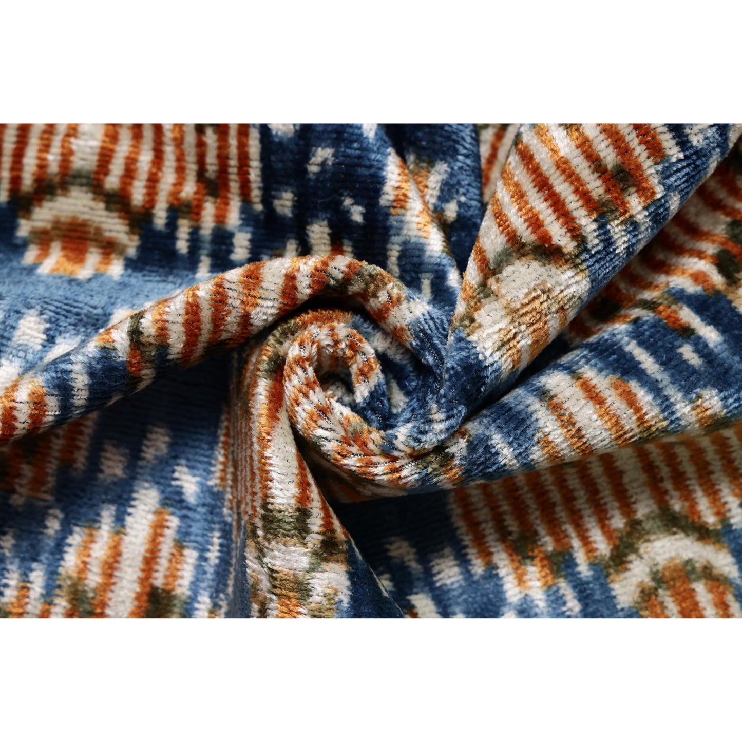 CANVELLO Blue Ikat Silk Velvet Pillow 20x20 | Handmade Designer Accent Cushion