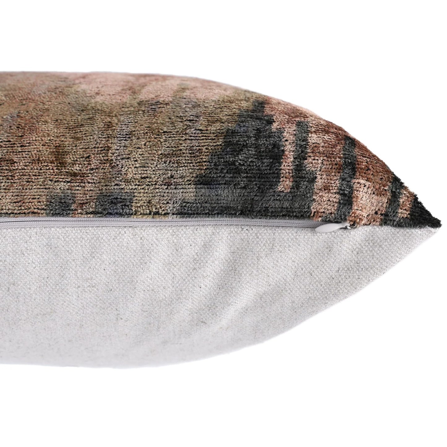 CANVELLO The Abstract Landscape Painterly Silk Velvet Pillow - Dusty Rose & Charcoal 20x20
