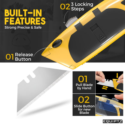 Heavy-Duty Razor Blade Knife with 10 Replacement Blades