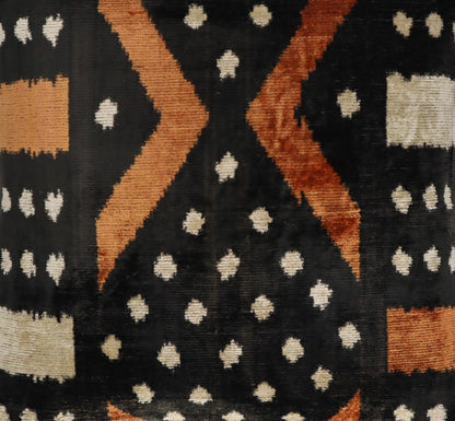 Canvello Handmade Velvet Throw Pillow – Luxury Geometric Black and Brown Decorative Cushion Cover, 16x16 Inch with Down Feather Insert – Bohemian Tribal Accent for Sofa, Couch, or Bed