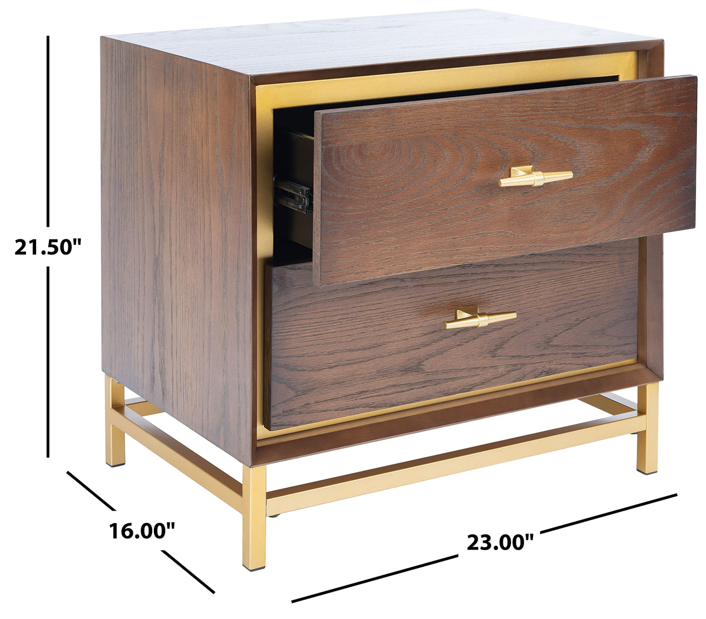 23" Walnut & Brass Nightstand