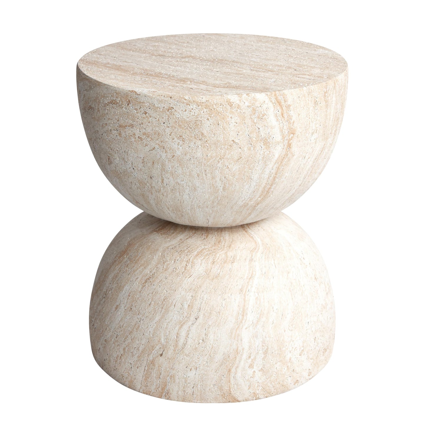 Round Natural Travertine Accent Table