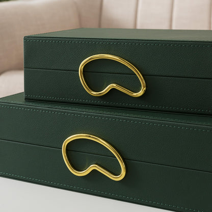 Pair of Faux Leather Decorative Boxes