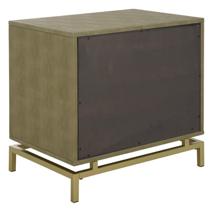 Faux Shagreen & Metal 1-Drawer Nightstand