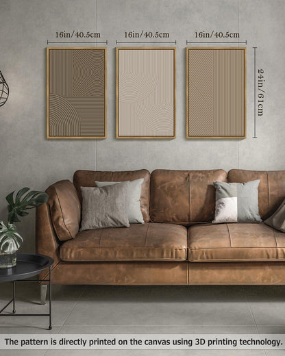 Framed Geometric Print on Canvas Wall Art, Set of 3