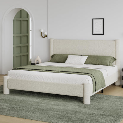 Boucle Upholstered Bed Frame, King
