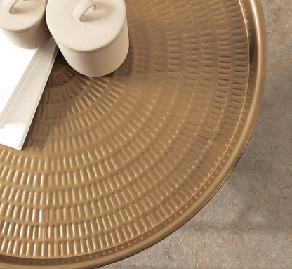 Kate and Laurel Mahdavi Boho-Chic Hammered Metal Tray Coffee Table, Dark Gold