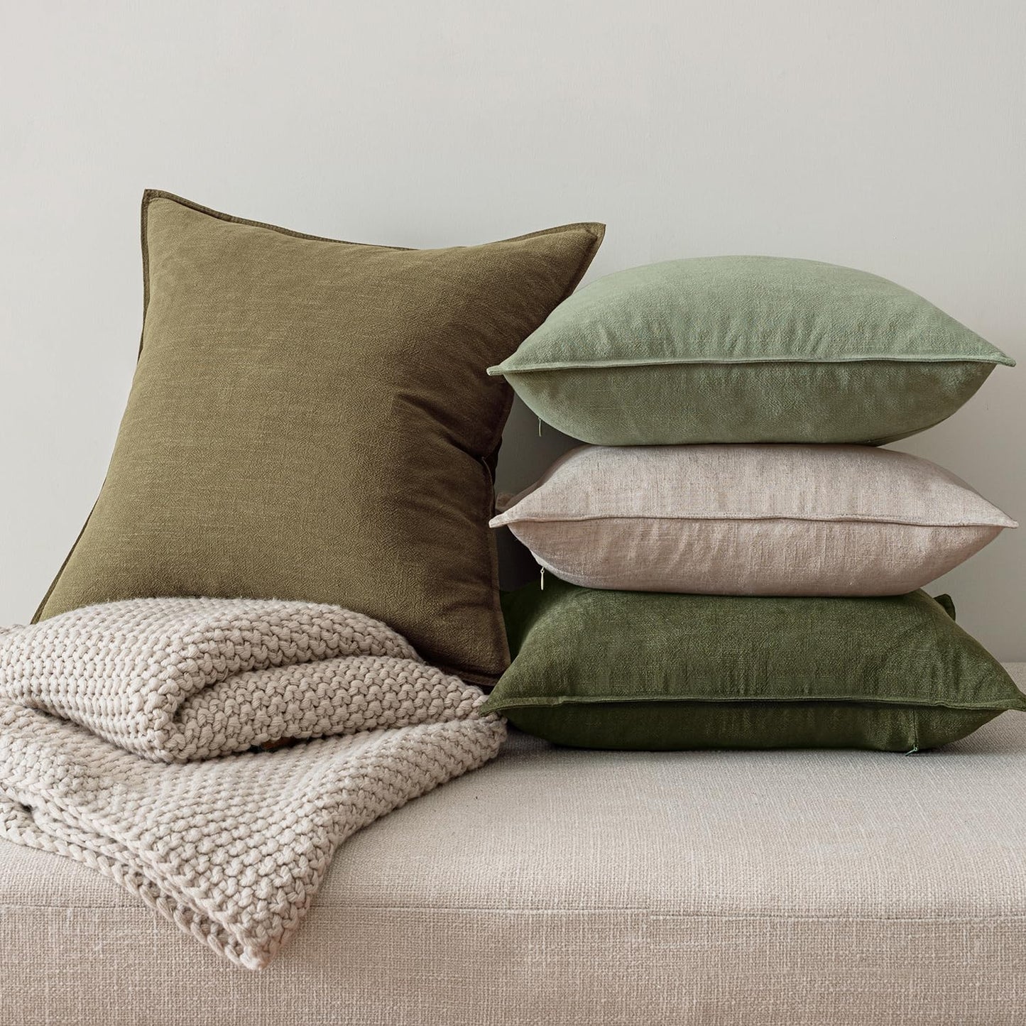 Linen Throw Pillow Covers, Set of 4