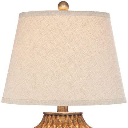 360 Lighting Buckhead Traditional Style Small Accent Table Lamps 22" High Set of 2 Warm Bronze Geometric Urn Tapered Drum Shade for Living Room Bedroom House Bedside Nightstand Home Office
