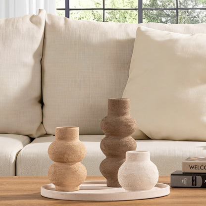 Textured Ceramic Vases, Set of 3