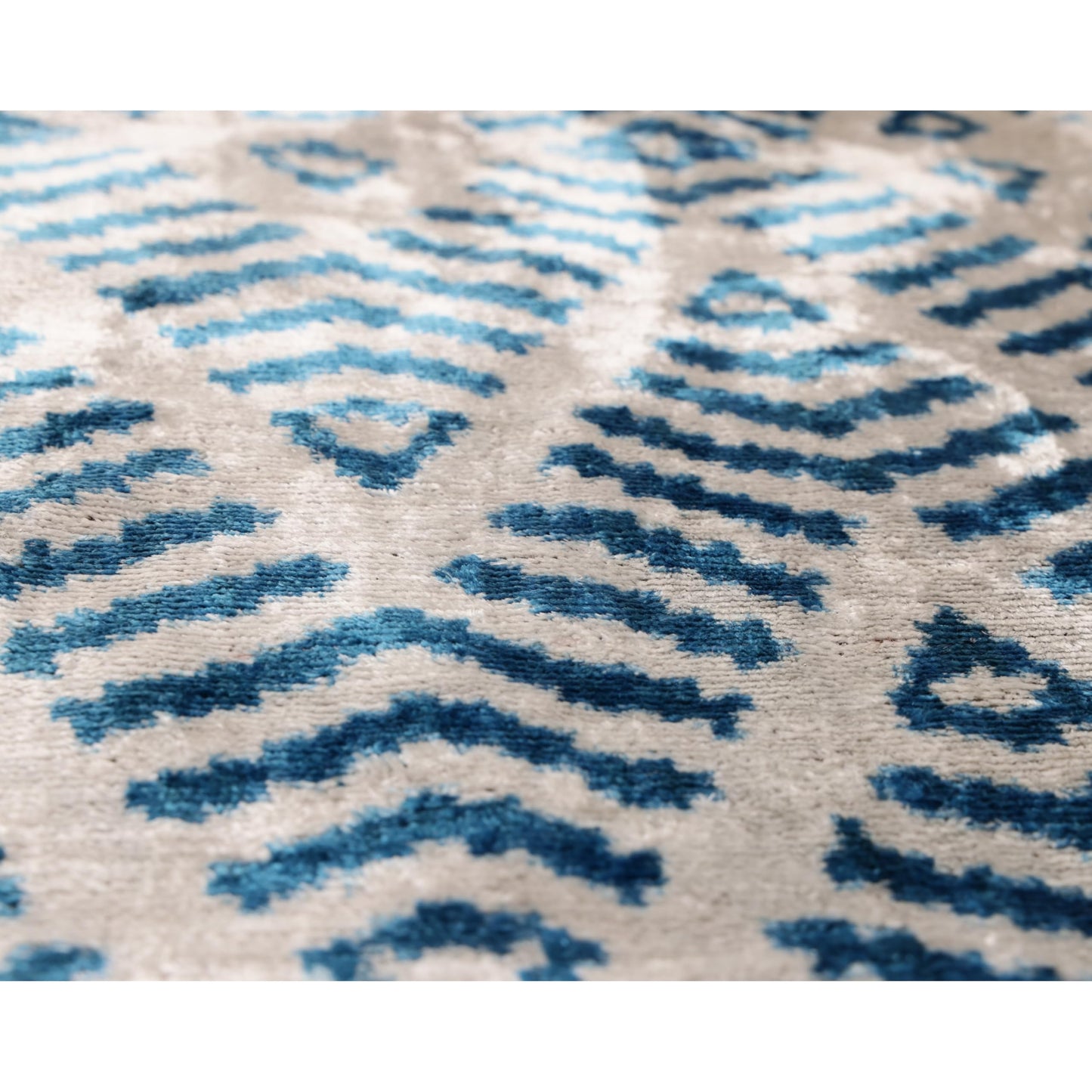 CANVELLO Handmade Blue Ikat Silk Velvet Pillow 20x20 | Designer Accent Cushion