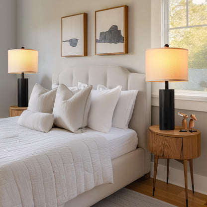 Brushed Metal Lamps, Set of 2
