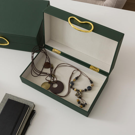 Pair of Faux Leather Decorative Boxes