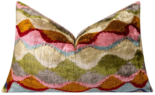 Velvet Lumbar Pillow with Down Feather Insert