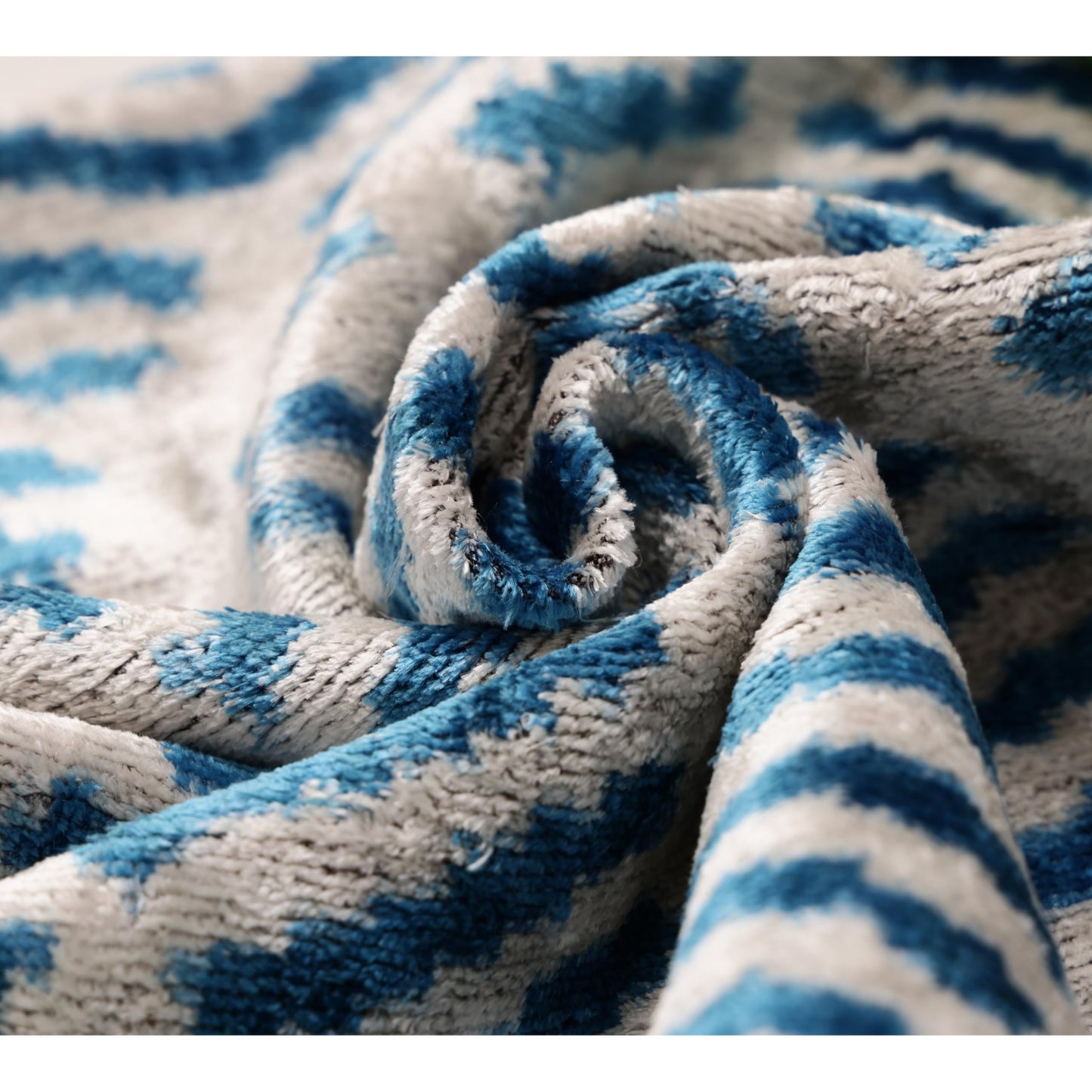 CANVELLO Handmade Blue Ikat Silk Velvet Pillow 20x20 | Designer Accent Cushion