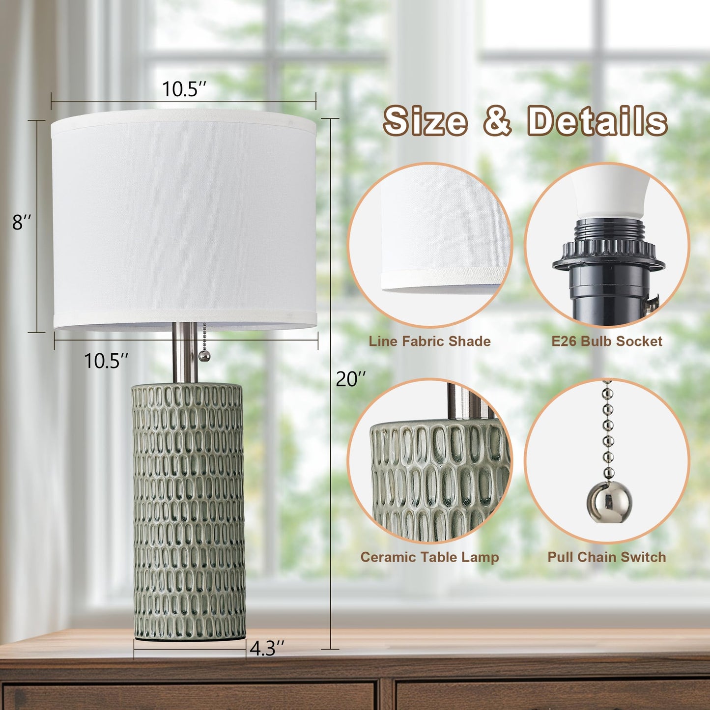 Ceramic Table Lamps, Set of 2
