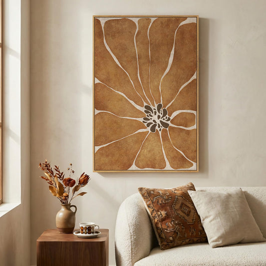 Abstract Floral Print on Canvas Framed Wall Art