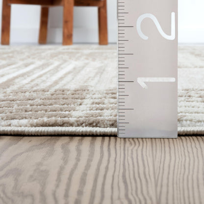 Abani Cream Area Rug for Living Room, Bedroom -Mid-Century Modern- 9' x 12' -Durable & Easy to Clean