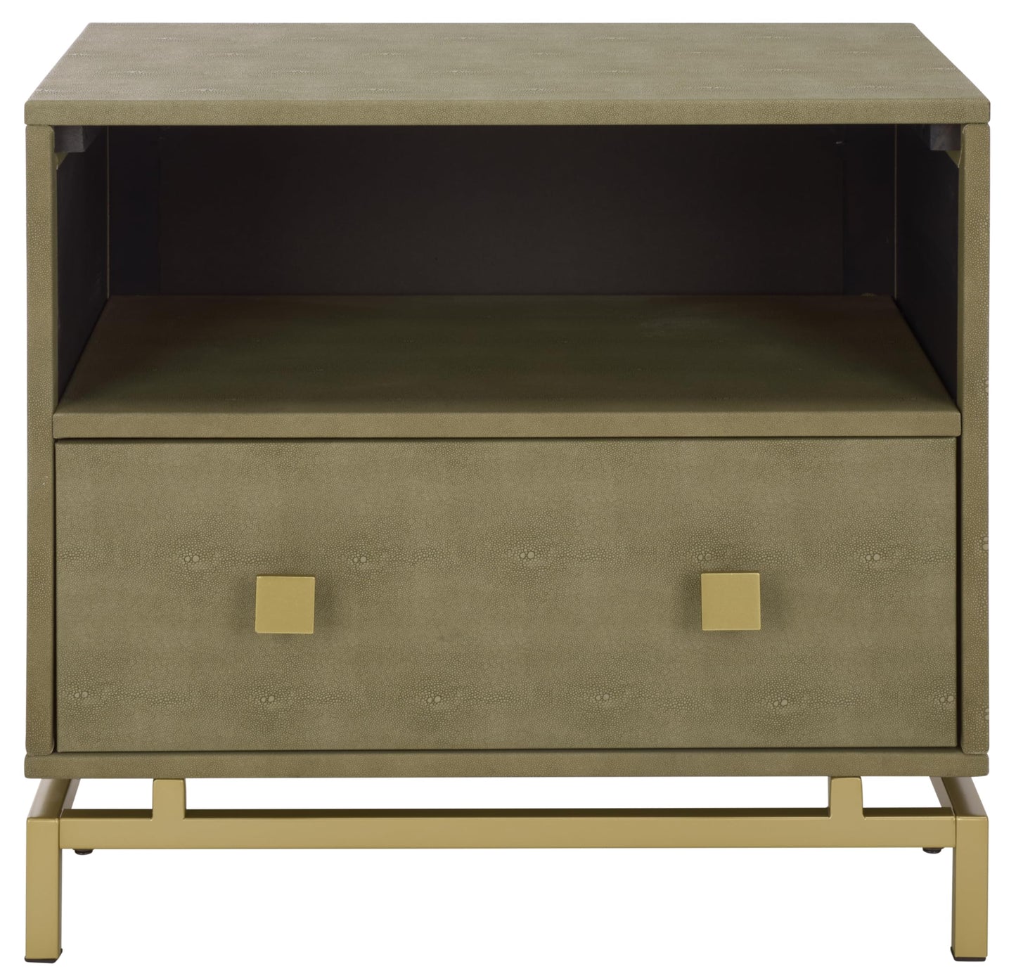 Faux Shagreen & Metal 1-Drawer Nightstand