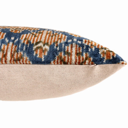 CANVELLO Blue Ikat Silk Velvet Pillow 20x20 | Handmade Designer Accent Cushion