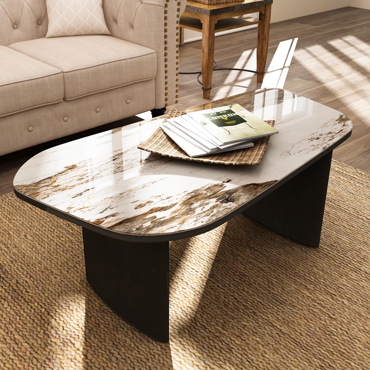 Wood & Marble Coffee Table