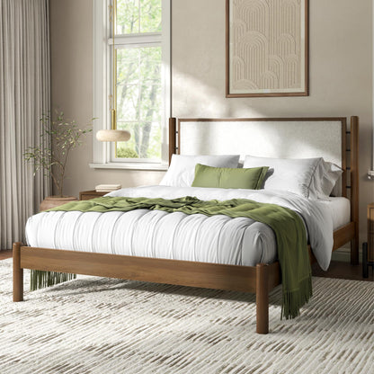 Wood Frame Queen Size Bed with Wood Frame