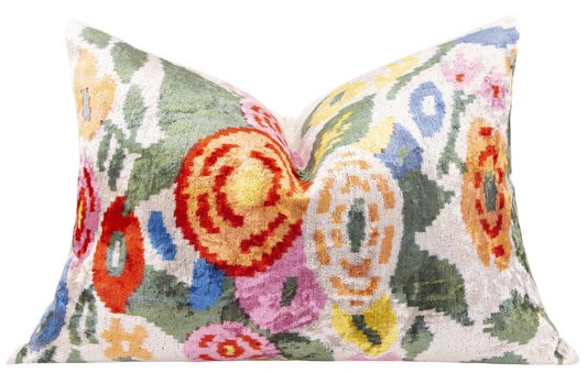 Silk Velvet Lumbar Pillow with Down Feather Insert