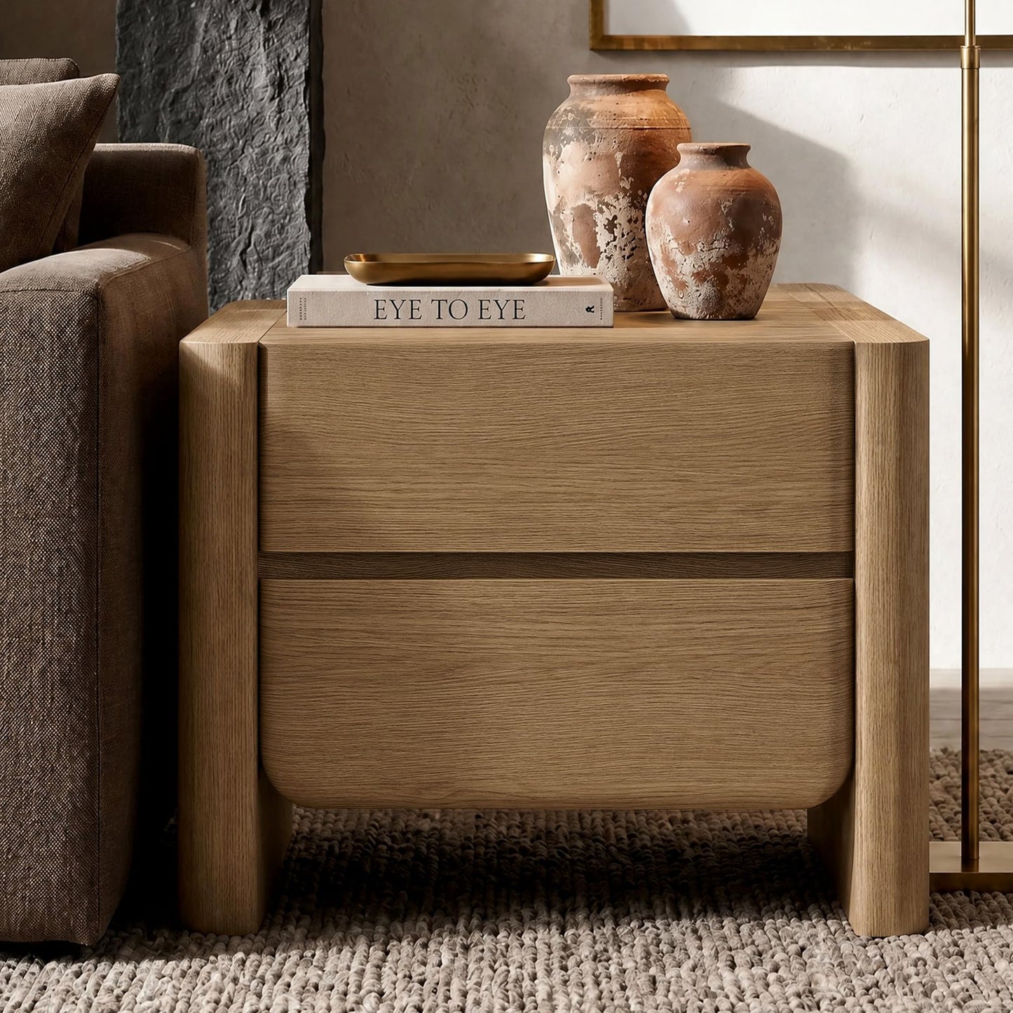 26" Walnut Nightstands, Set of 2