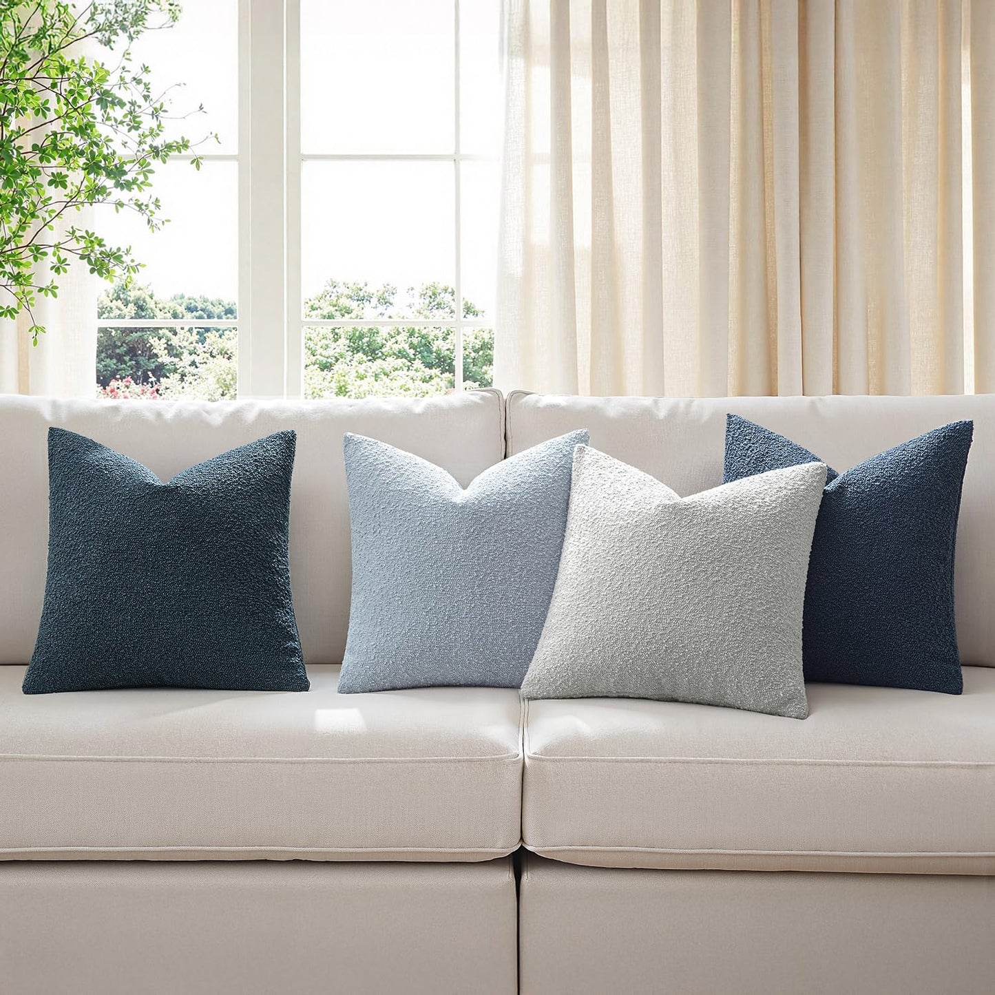 Boucle Throw Pillow Covers, Set of 4