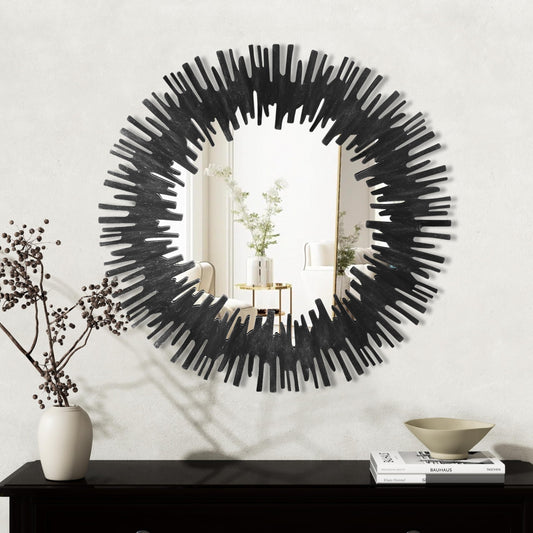 33-1/2" Round Metal Sunburst Wall Mirror