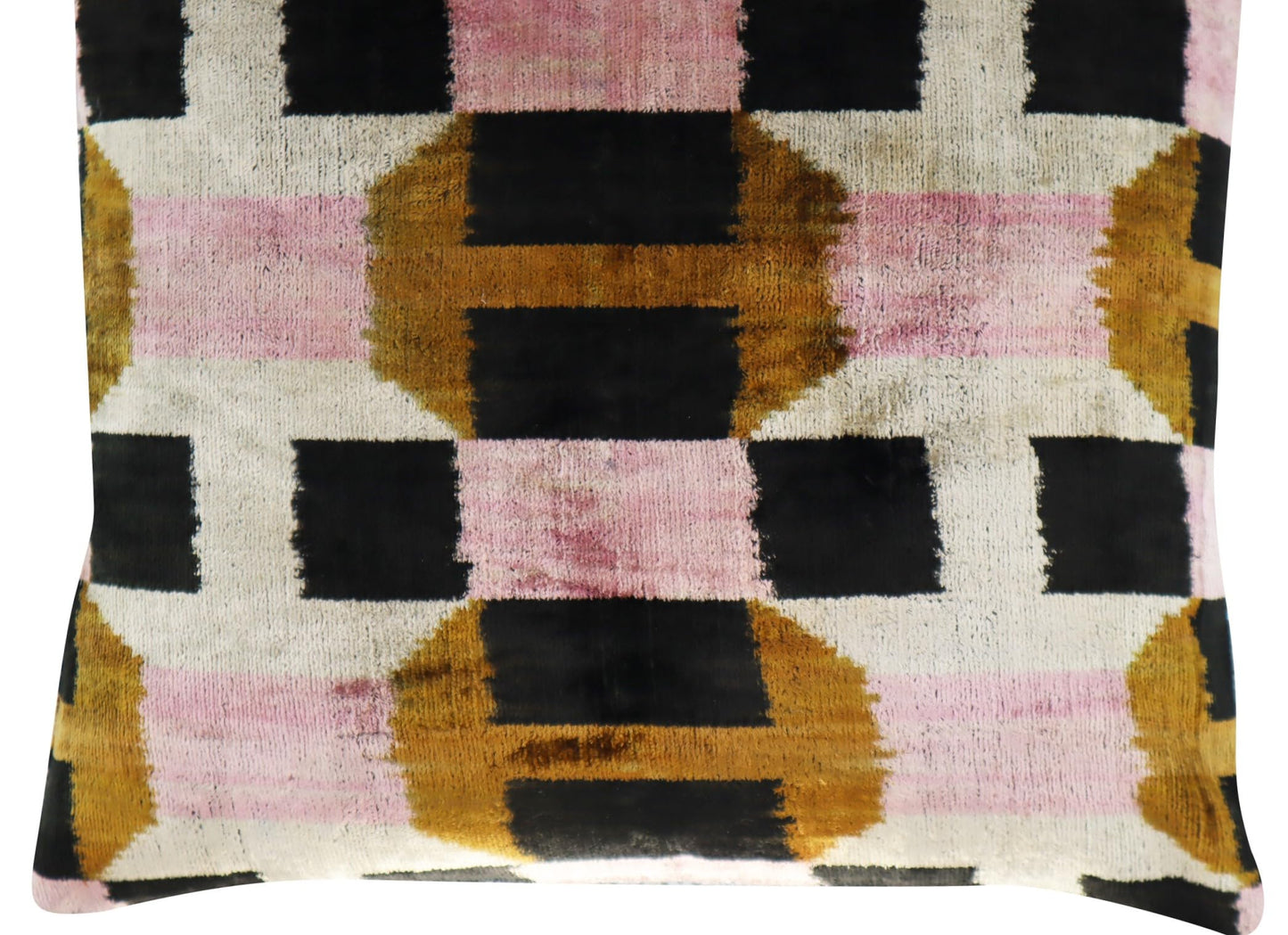 CANVELLO Pink Brown Handmade Exquisite Down Pillow Throw Cushion: Feather Pillows Elegance & Art | Decorative Iconic Throw Pillows with Ikat Design | Soft Velvet Silk (16"x16")