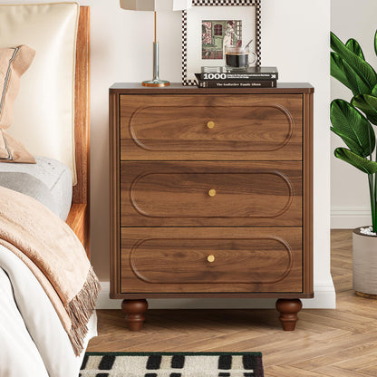 23" 3-Drawer Nightstand, Walnut