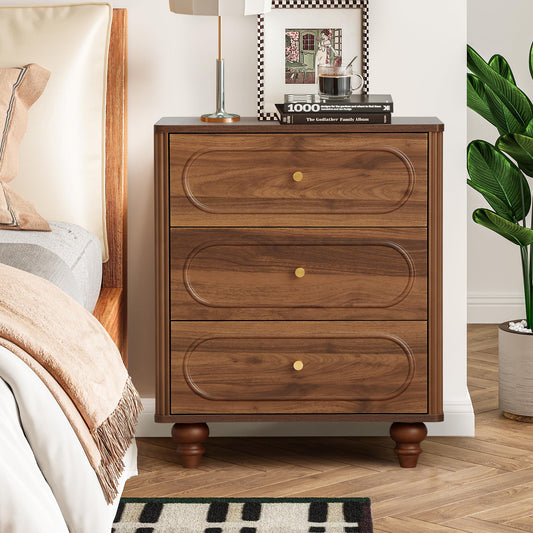 23" 3-Drawer Nightstand, Walnut