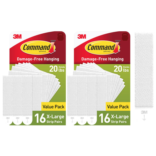 Pack of 32 Pairs of XL Heavyweight Picture Hanging Strips (20lb Weight Capacity)