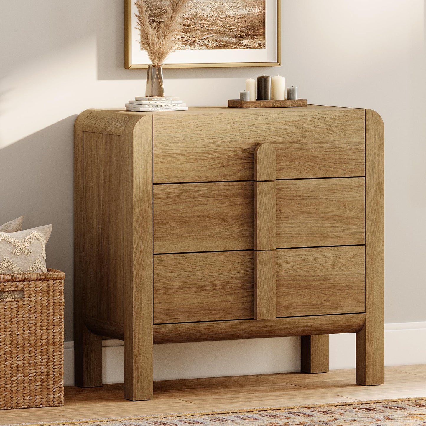 31-1/2" Walnut Wood Nightstand