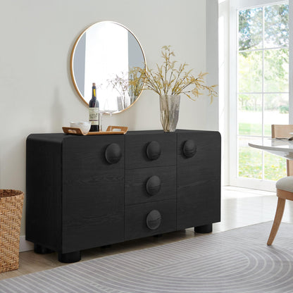 57" Black Wood Credenza