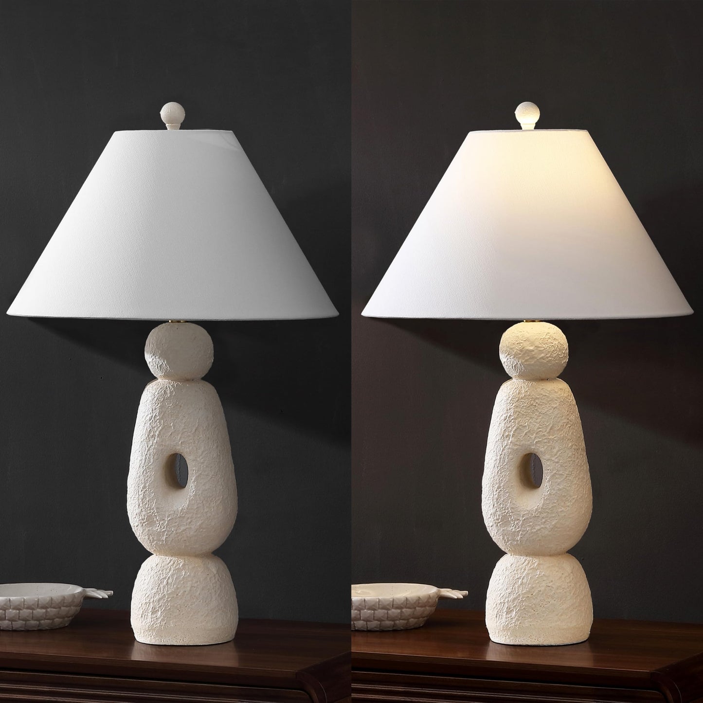 Textured Resin Table Lamps, Set of 2