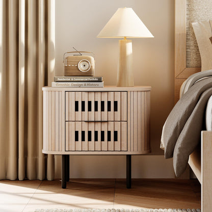 23" Fluted Wood Nightstand, Natural