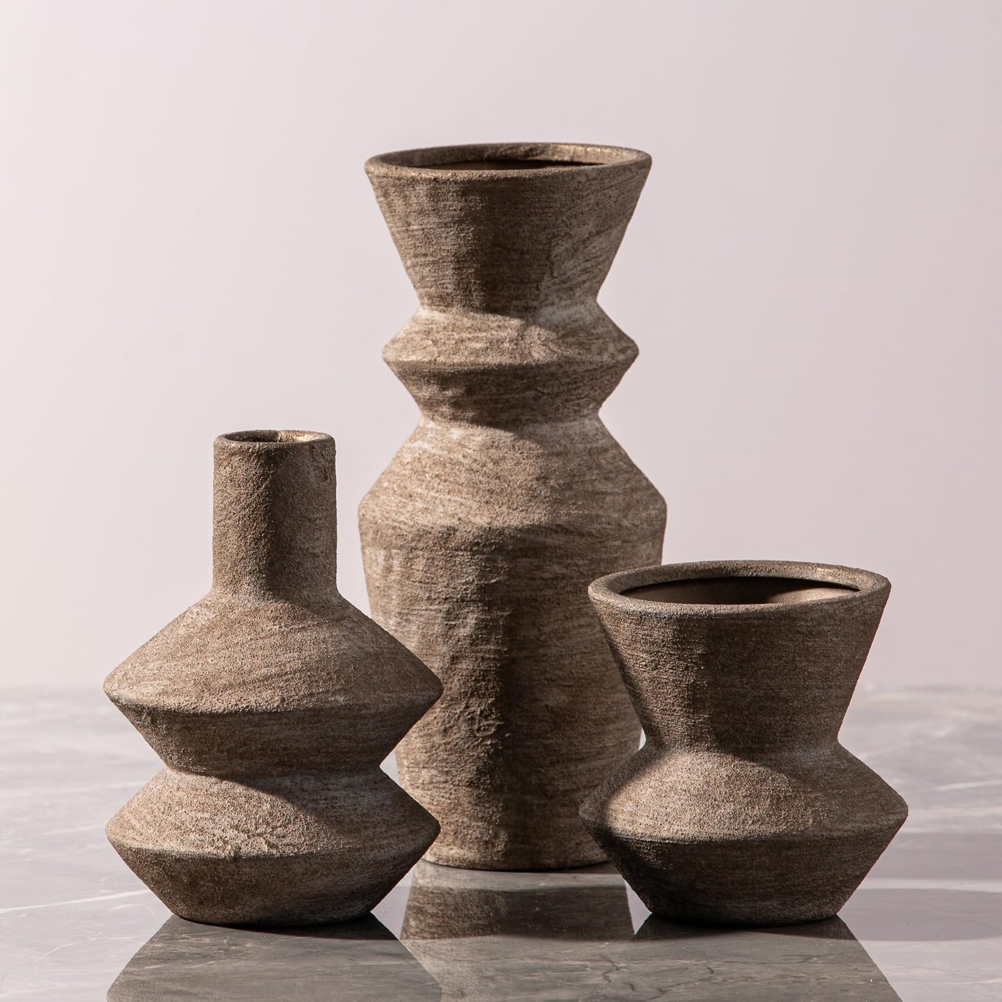 Textured Ceramic Vases, Set of 3