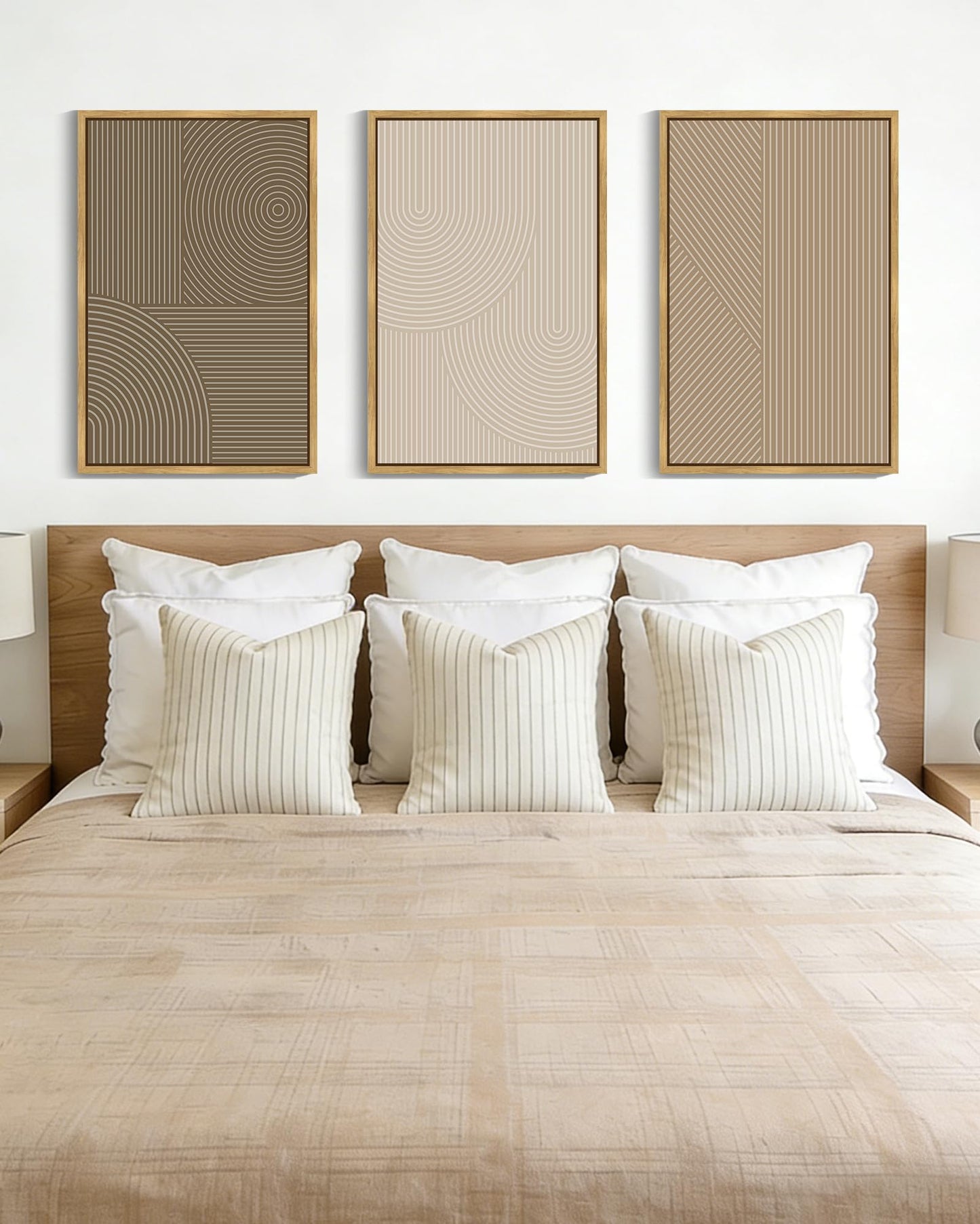 Framed Geometric Print on Canvas Wall Art, Set of 3