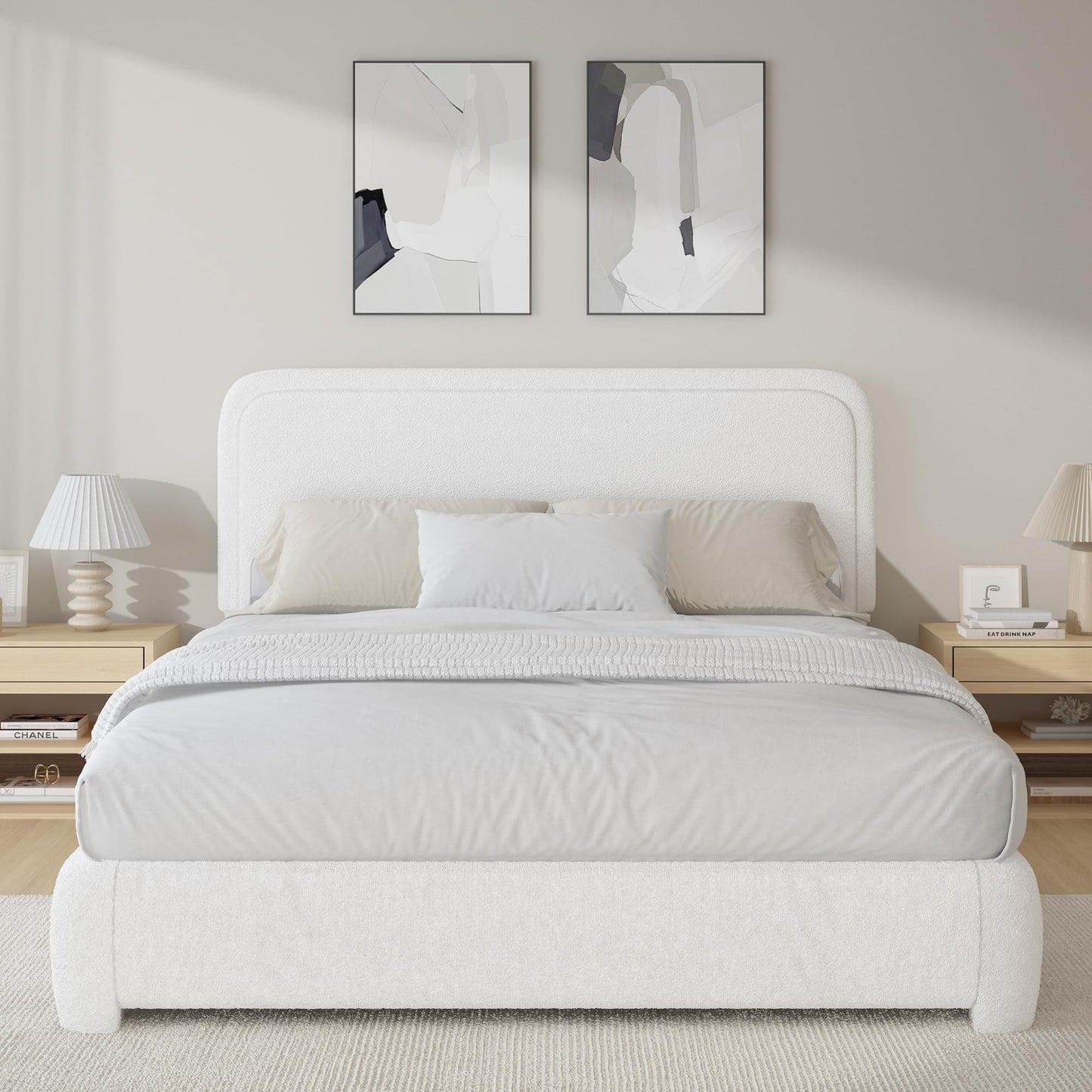 Upholstered Platform Queen Size Bed