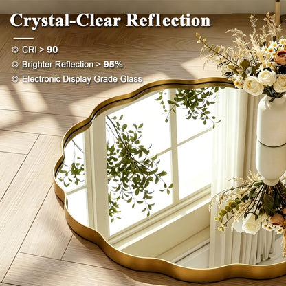ANDY STAR Brushed Gold Round Wall Mirror 36 Inch, Brass Round Bathroom Mirrors for Over Sink, Anti-Rust Brass Circle Frame for Bathroom, Entryway
