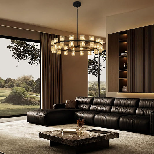 32-Lights Crystal Chandelier | Dia 33 Inch Round Chandeliers for Dining Room Over Table | Black Dining Room Light Fixture Apply to Living Room | Kitchen Island | Foyers | 32 X G4 bulbs (included)