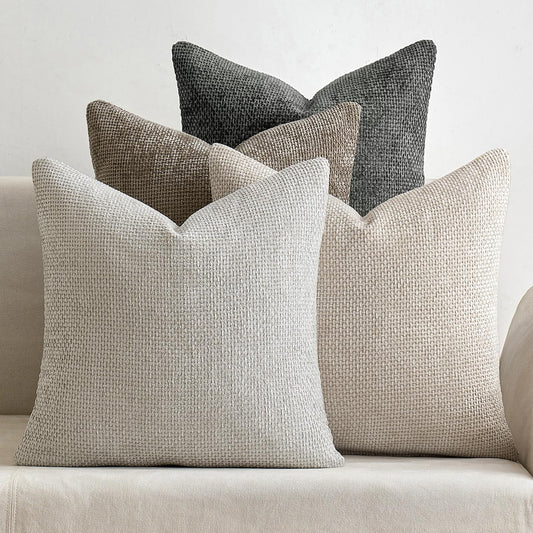 Chenille Throw Pillow Covers, Set of 4